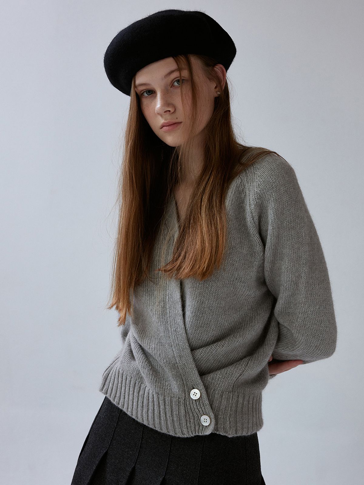 더미튼(THEMITTEN) Murmur wrap cardigan (gray)
