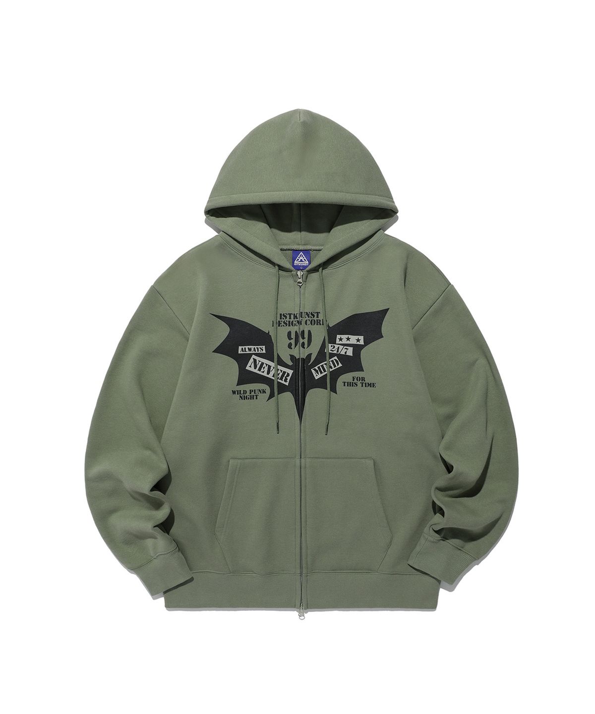 이스트쿤스트(ISTKUNST) BAT HOOD ZIP UP_OLIVE(IK2EFMM482A)