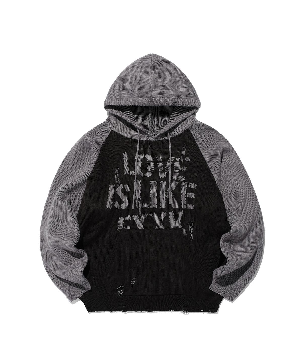 이스트쿤스트(ISTKUNST) LOVE IS KNIT HOODIE_BLACK(IK2EFMK642A)