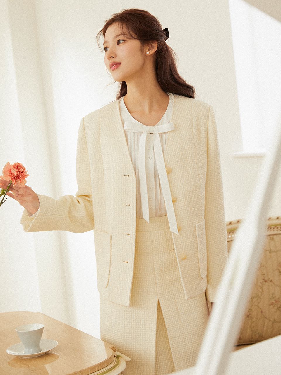 ミニスカート LENINA WILMA woolen tweed mid skirt_ivory tweed skirt MUSINSA | LENINA WILMA woolen tweed mid skirt