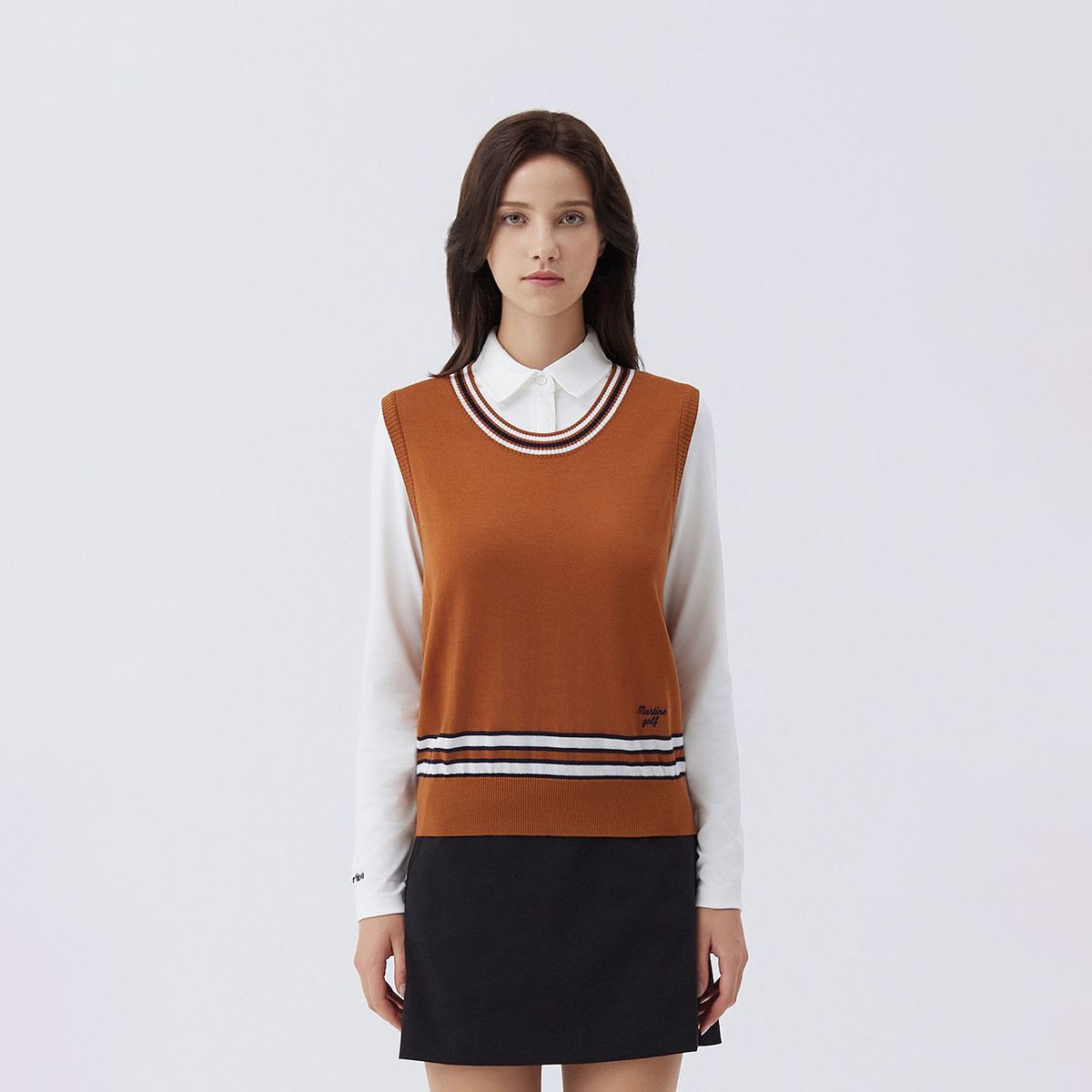 마틴골프(MARTINE GOLF) Y Neck Knit Vest_CAMEL