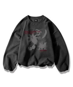 유니엠 피치스킨 오버 스웨트셔츠_차콜