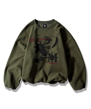 유니엠 피치스킨 오버 스웨트셔츠_카키브라운