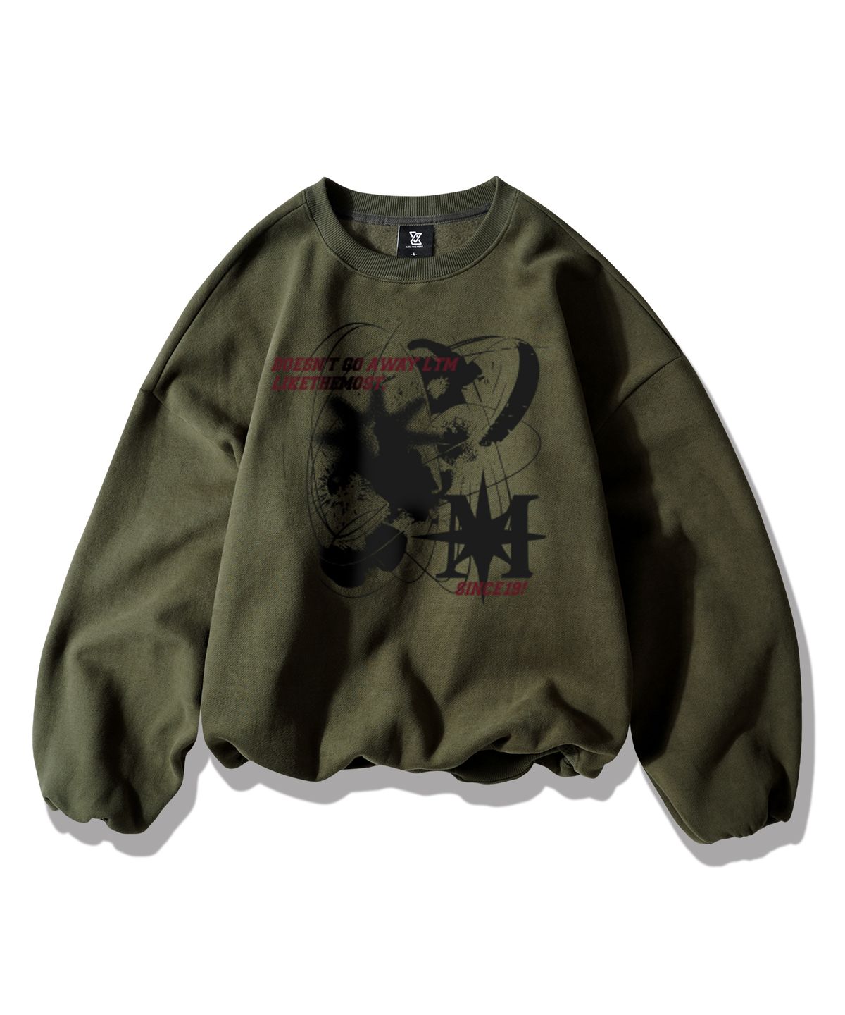 라이크더모스트(LIKE THE MOST) 유니엠 피치스킨 오버 스웨트셔츠_카키브라운