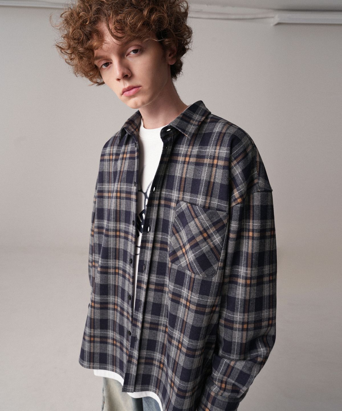 젠더스트(ZENDUST) Billy Check Shirt NAVY