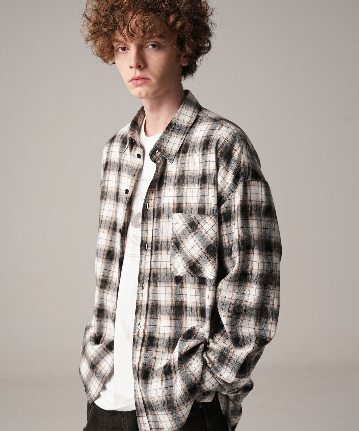 젠더스트(ZENDUST) Jidan Overfit Check Shirt BLACK