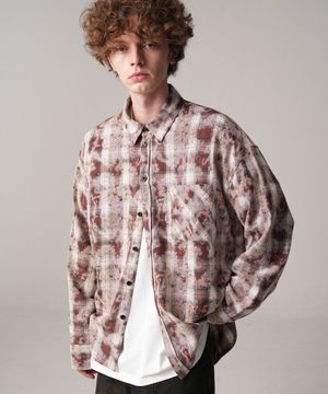 Jidan Overfit Check Shirt BROWN
