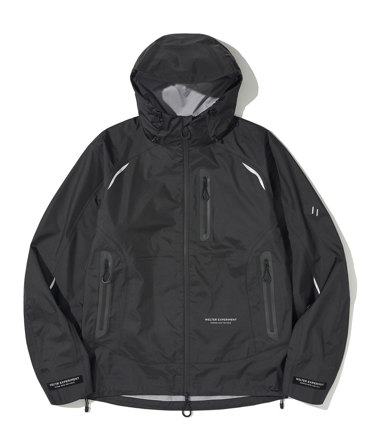 웰터 익스페리먼트(WELTER EXPERIMENT) 3LAYER SLIT REFLECTIVE HARD SHELL JACKET_BLACK_WOL063
