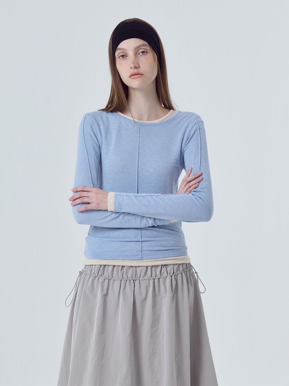 Tシャツ・カットソー ETMON Round Pintuck TShirt, Sky Blue MUSINSA | ETMON Round Pintuck T-Shirt, Sky Blue