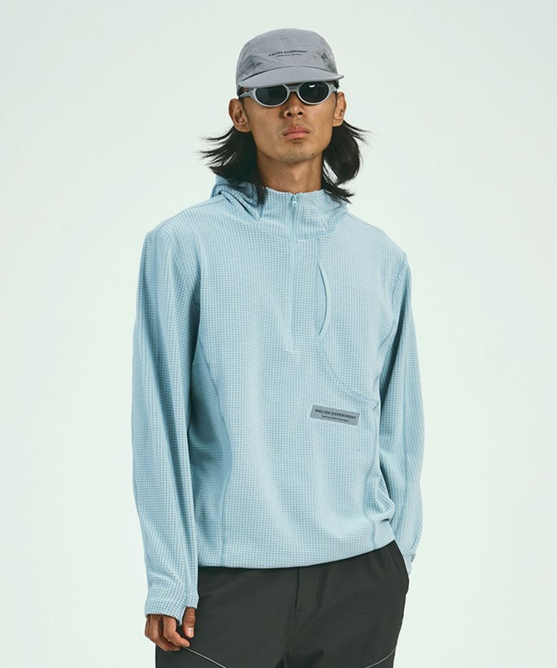 SQUARE FLEECE HOOD PULLOVER_BLUE_WLT034