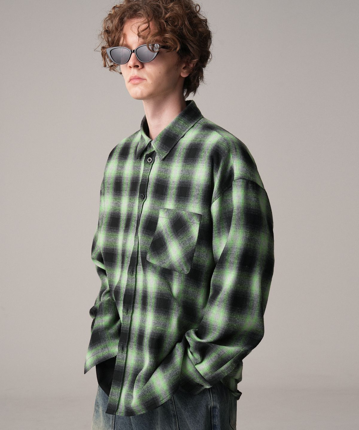 젠더스트(ZENDUST) Michelle Check Shirt GREEN