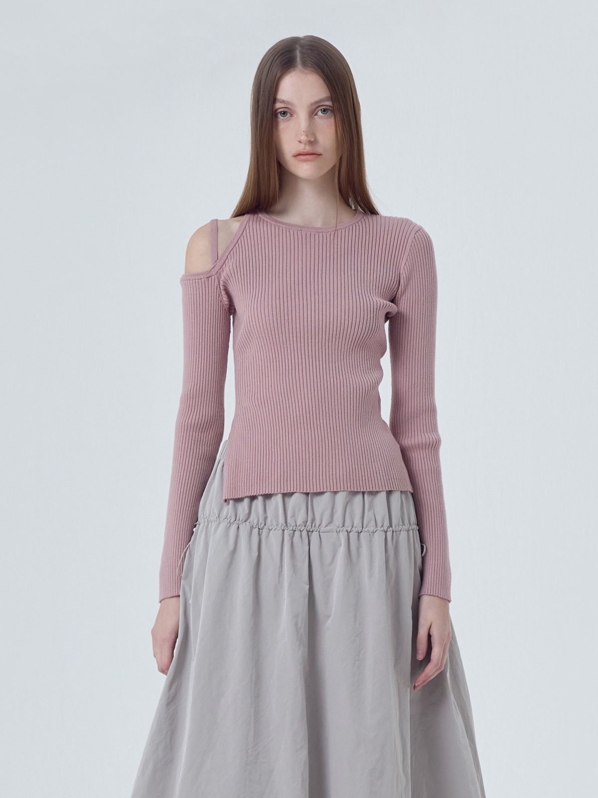 에트몽(ETMON) Cut-Out Strap Knit Top, Pink