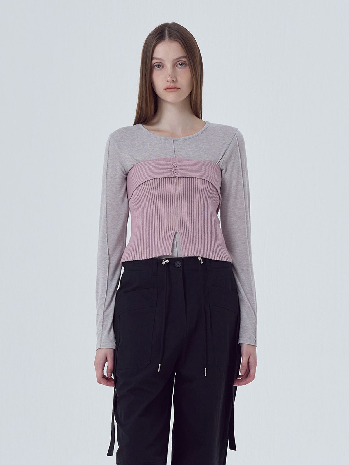 에트몽(ETMON) Double Layered Knit Bustier Pink