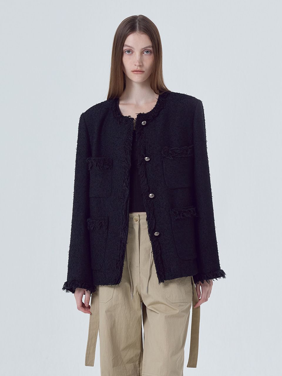 ジャケット ETMON Tweed Double Jacket, Black MUSINSA | ETMON Tweed Fur Jacket Black
