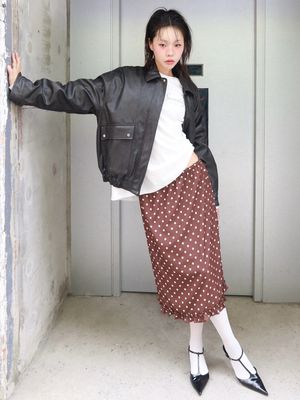 Leather Pocket Blouson Jacket, Black