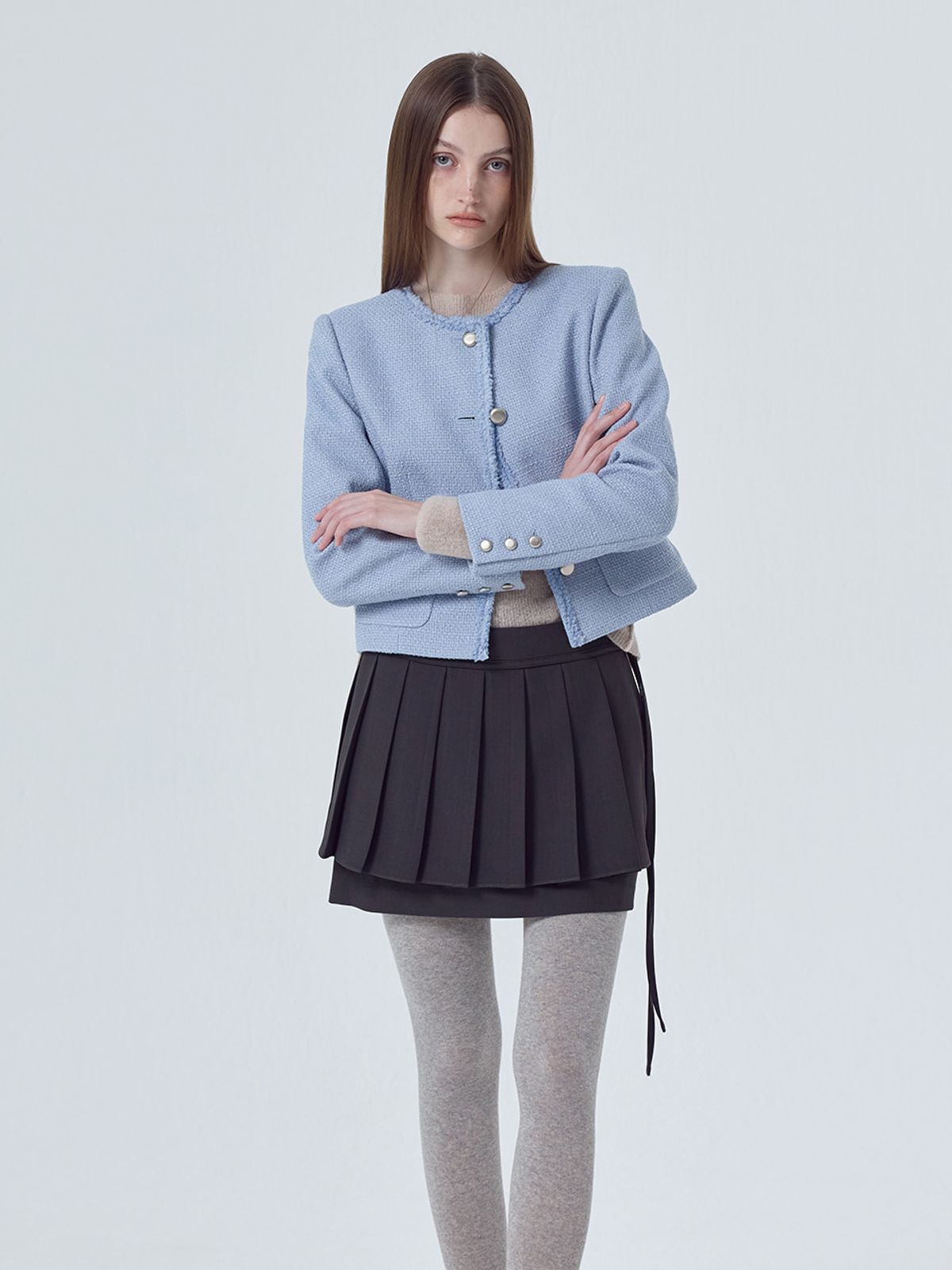 에트몽(ETMON) Layered Pleats 2-way Skirt, Charcoal