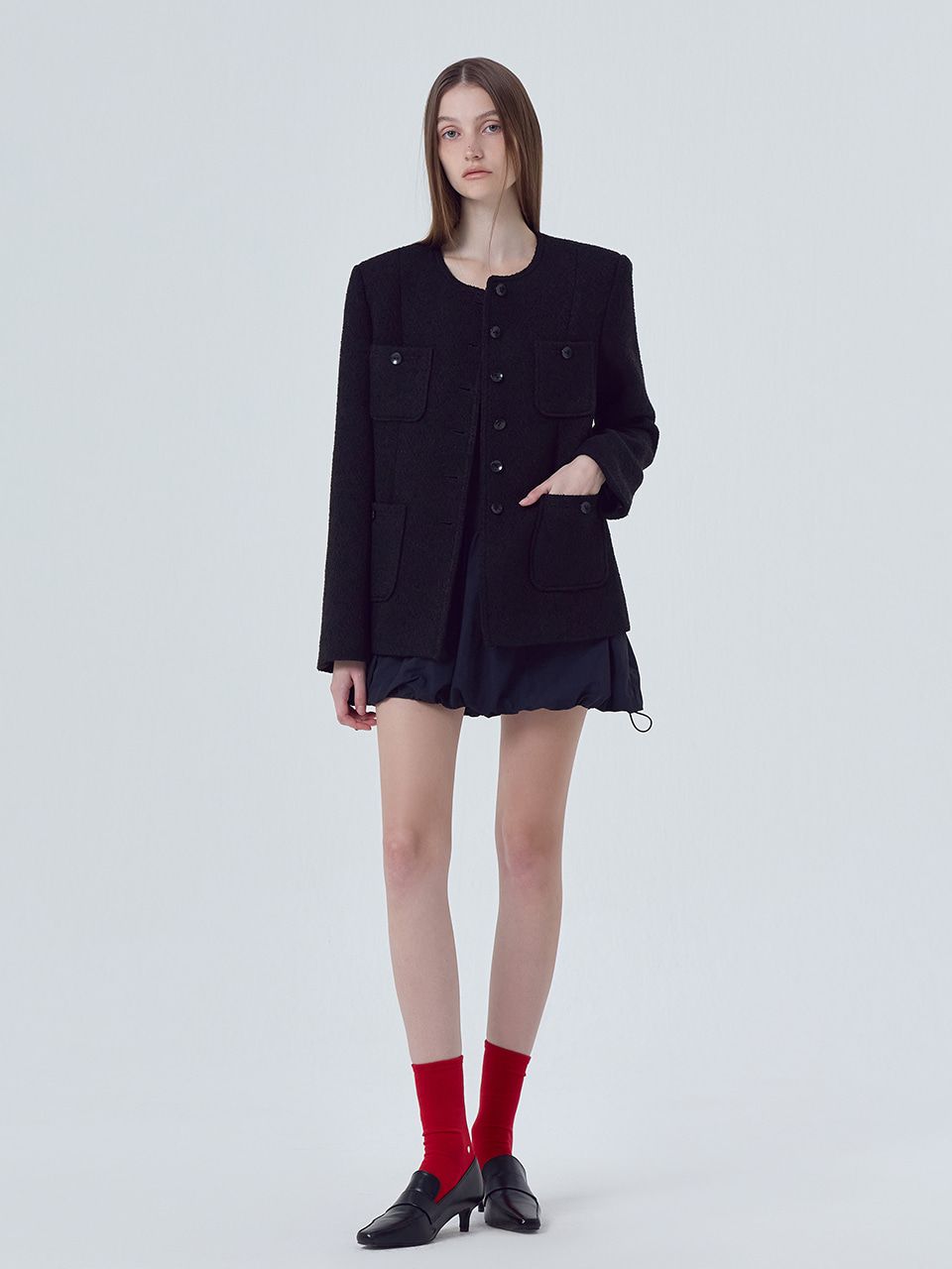 ジャケット ETMON Pocket Boucle Tweed Jacket, Black MUSINSA | ETMON Pocket Boucle Tweed Jacket, Black