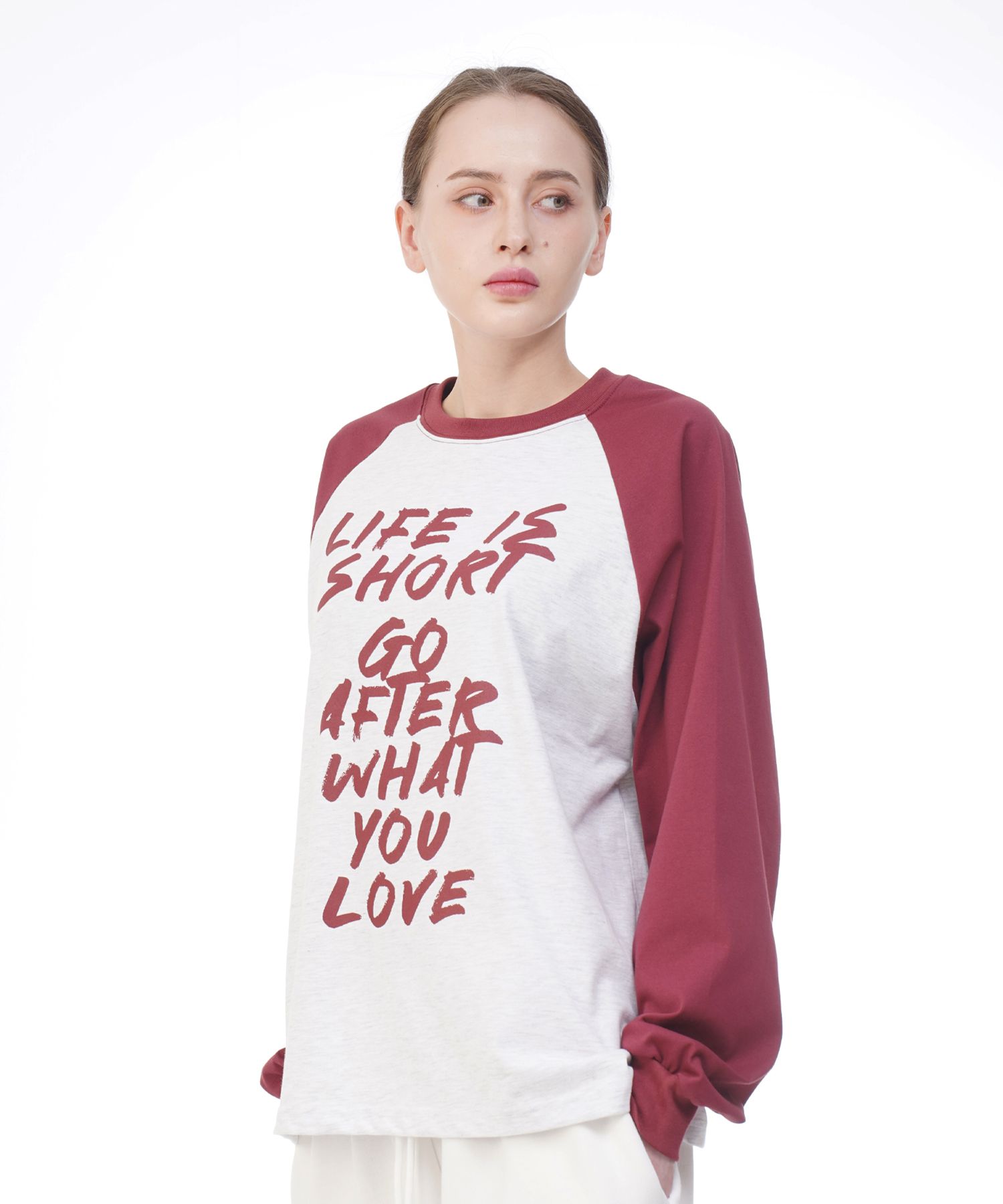 ★DXOH★Unisex Life Nagrang T-Shirt Wine/Wh Melange★正規品 MUSINSA | D.XO.H Unisex Life Nagrang T-shirt Wine/White Melange