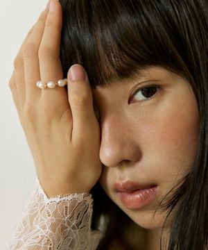 Gold ball pearl Ring