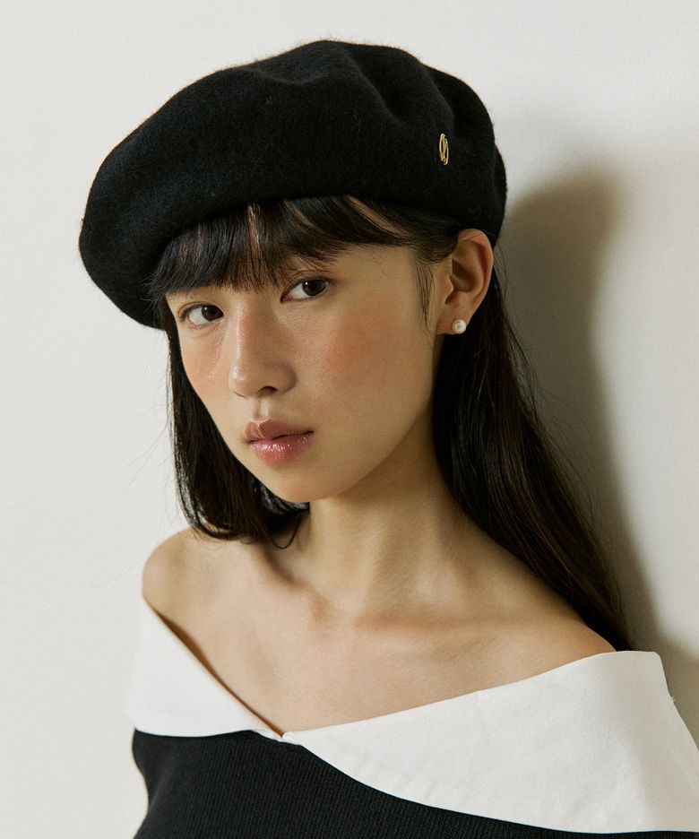 Classic Logo Wool Beret (black)