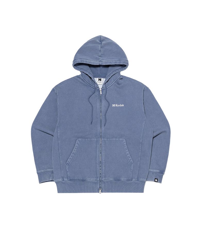 씨네코닥 워싱 오버핏 후드 집업 BLUE