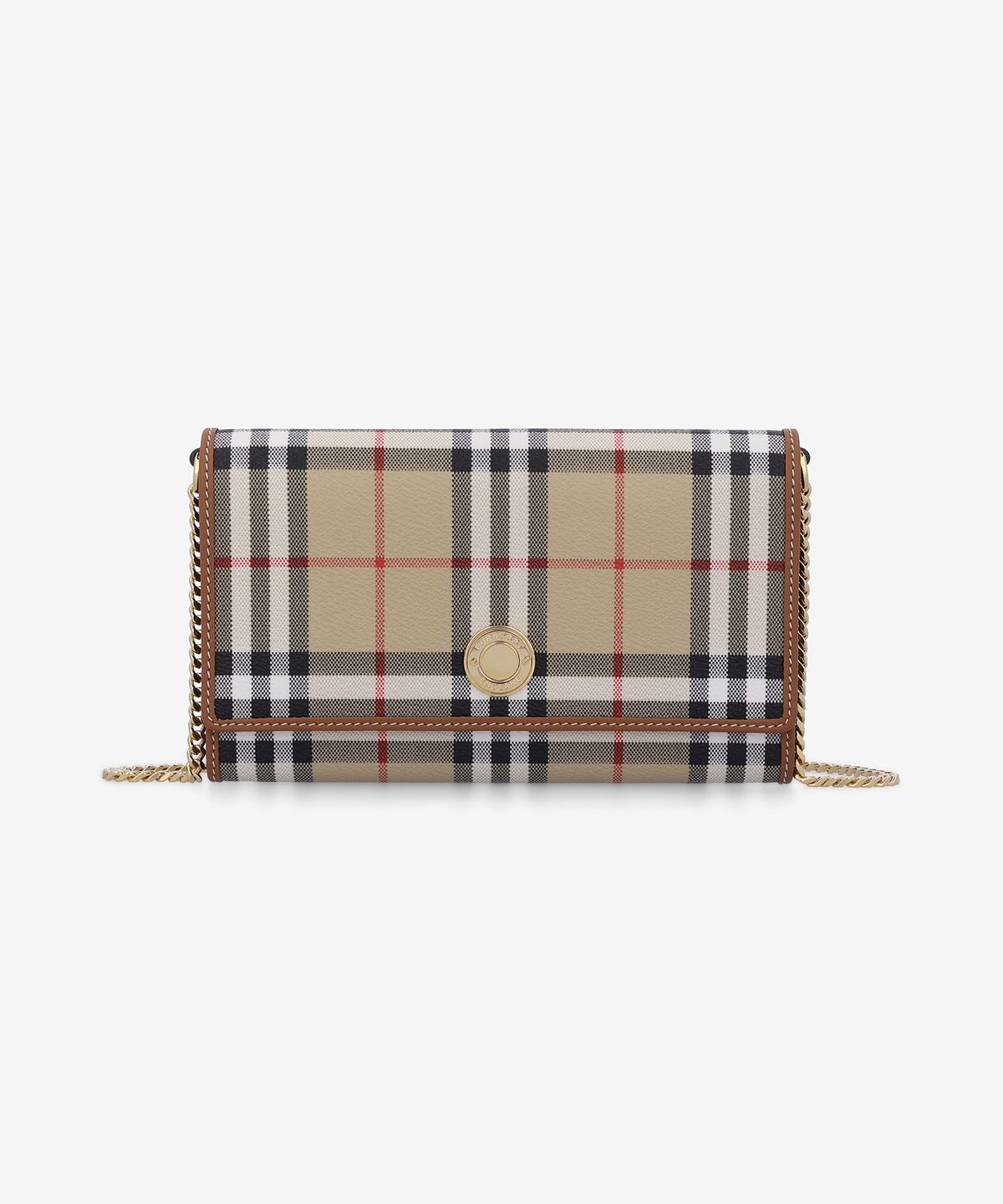 버버리(BURBERRY) 체크 체인 스트랩 월렛 크로스백 - 아카이브 베이지 / 8094420
