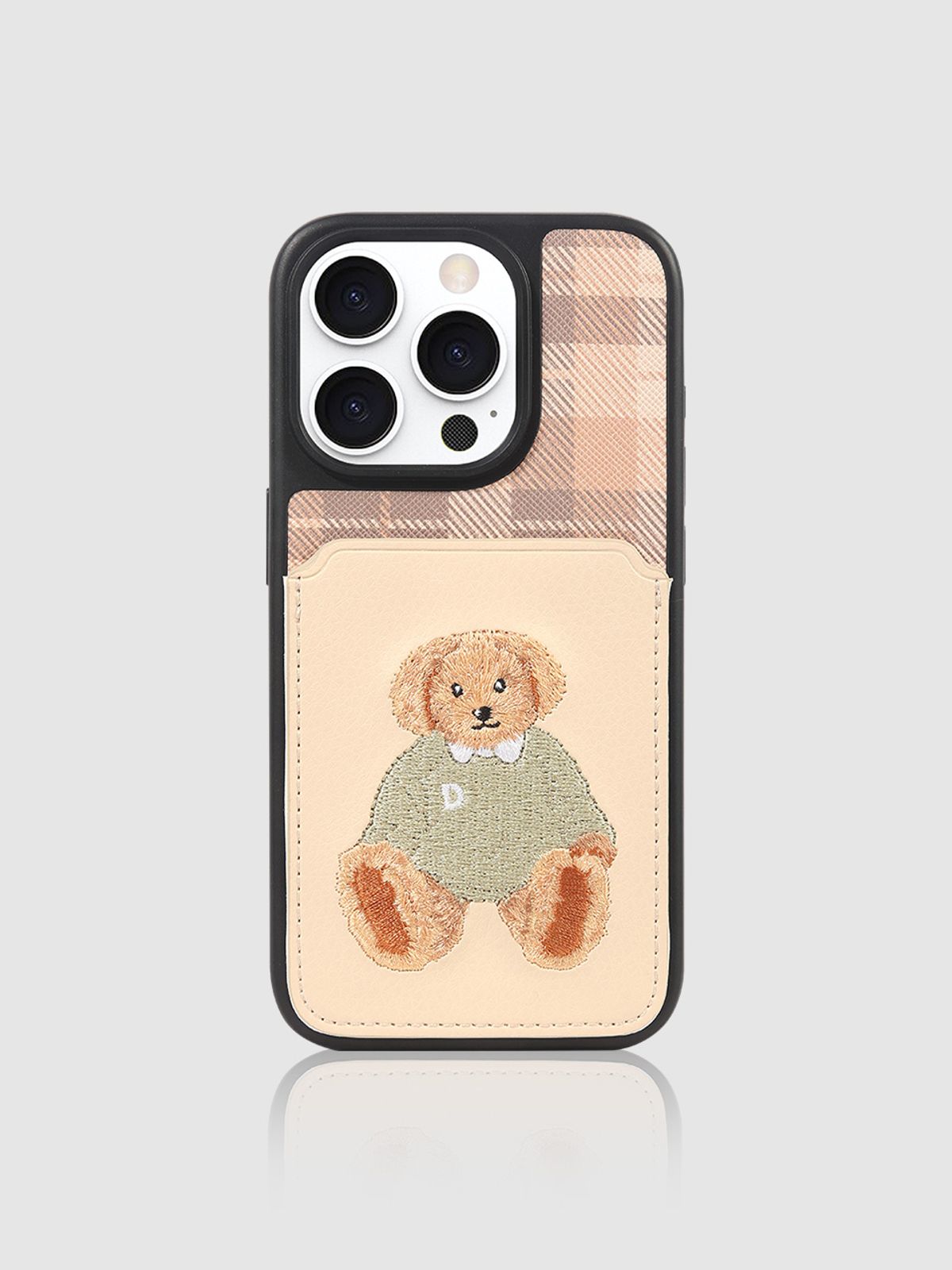 디자인스킨(DESIGNSKIN) 아이폰16/프로/프로맥스 카드 수납 케이스 클래식ver.2 - 아이보리 퍼피