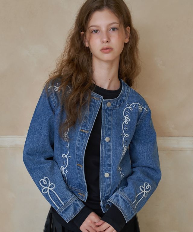 ◇RONRON◇ NEEDLEWORK WESTERN DENIM JACKET MEDIUM BLUE MUSINSA | RONRON NEEDLEWORK WESTERN DENIM JACKET MEDIUM BLUE