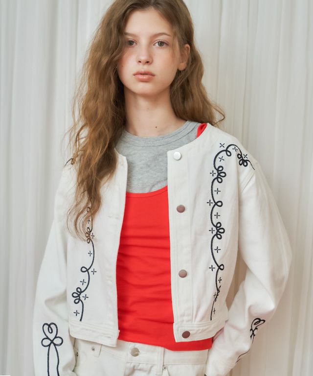 ジャケット RONRON NEEDLEWORK WESTERN DENIM JACKET WHITE RR24CJK3807WH MUSINSA | RONRON NEEDLEWORK WESTERN DENIM JACKET WHITE
