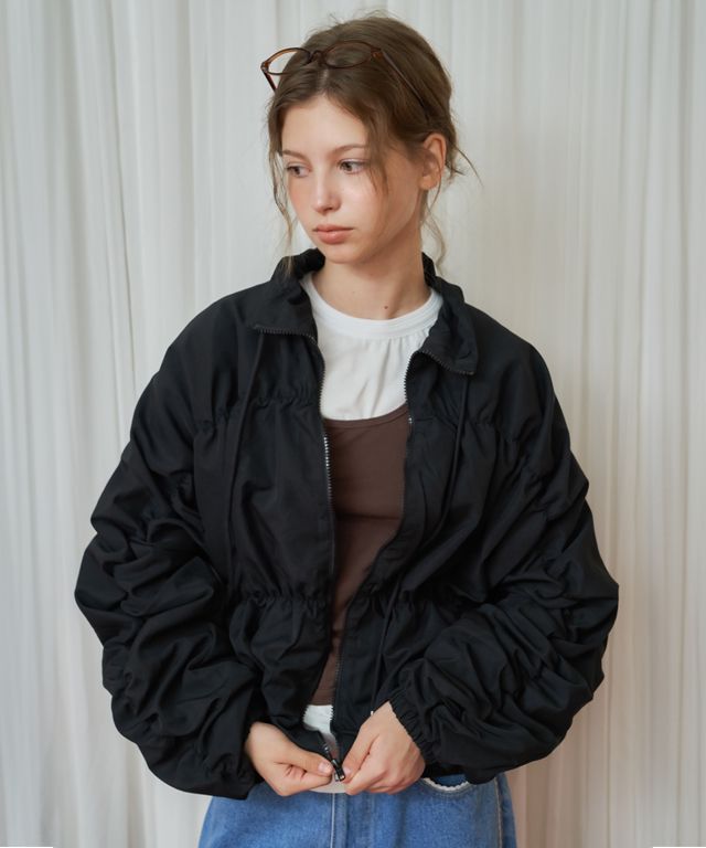 ★送料・関税込★RONRON★SHIRRING WIND JUMPER★アウター★ MUSINSA | RONRON SHIRRING WIND JUMPER BLACK