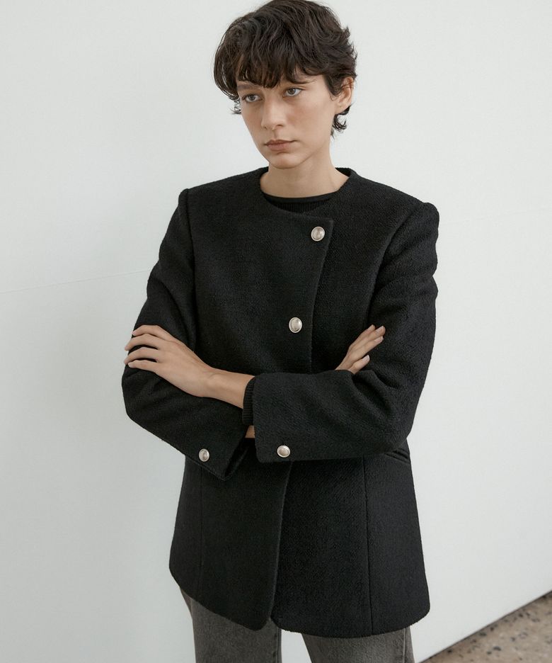 MONO WOOL BOUCLE TWEED JK-BLACK