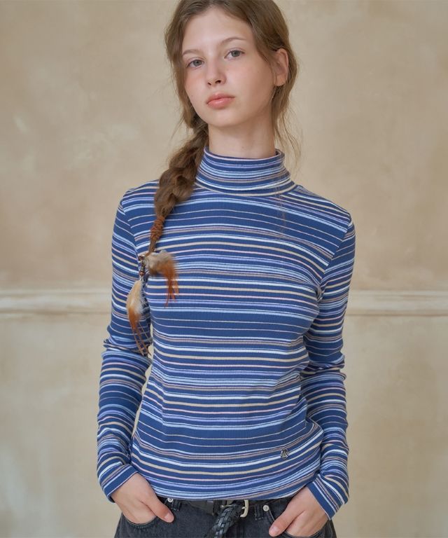 [RONRON] MULTI STRIPE TURTLENECK LONG スリーブ★新作・24AW★ MUSINSA公式 | RONRON MULTI STRIPE TURTLENECK LONG SLEEVE BLUE