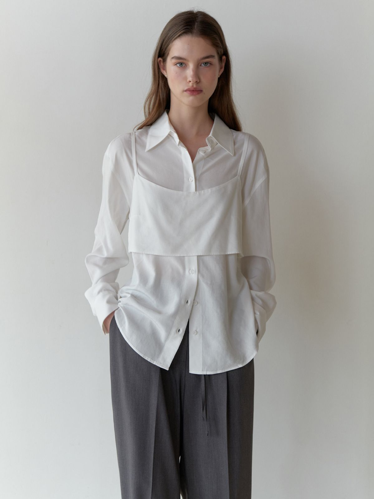 리엘(RE L) Bay bustier blouse_2piece (white)