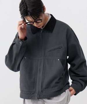 코듀로이 카라 코튼 워크자켓_차콜
