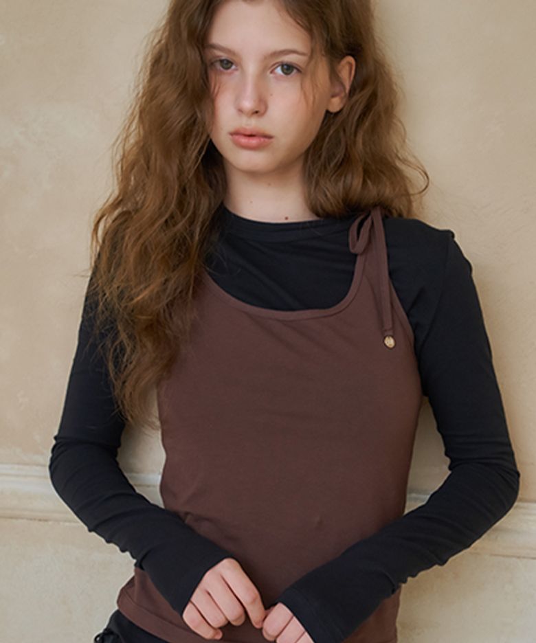 [SET] NUIT FLAT LONG SLEEVE + PENDANT ONE SHOULDER RIBBON SLEEVELESS