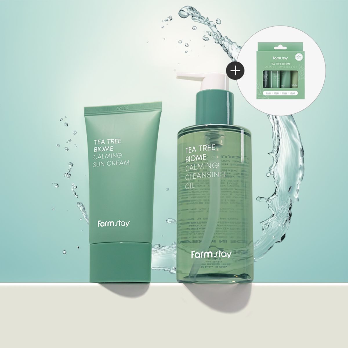팜스테이(FARMSTAY) [2종세트] 티트리 바이옴 선크림 50g+클렌징오일 250ml (+트래블키트 4종)