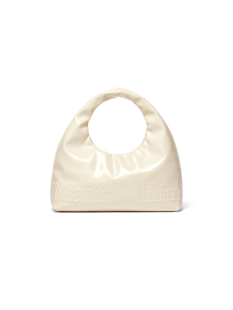 MUSINSA公式 | MATIN KIM EMBOSSED LOGO LEATHER MINI TOTE BAG IN IVORY