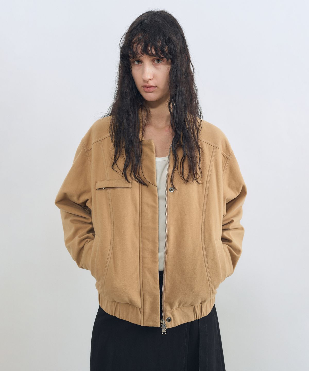 인사일런스 우먼(INSILENCE WOMEN) 워시드 몰스킨 점퍼 BEIGE