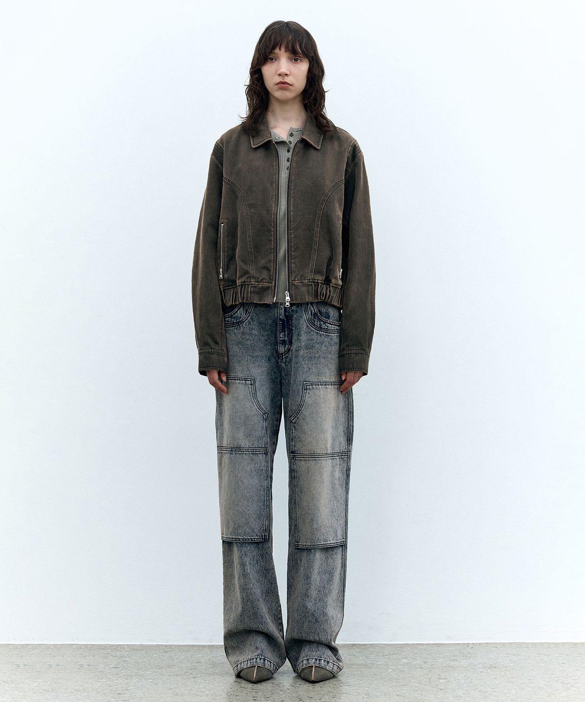 인사일런스 우먼(INSILENCE WOMEN) 빈티지 카펜터 데님 WASHED BLUE