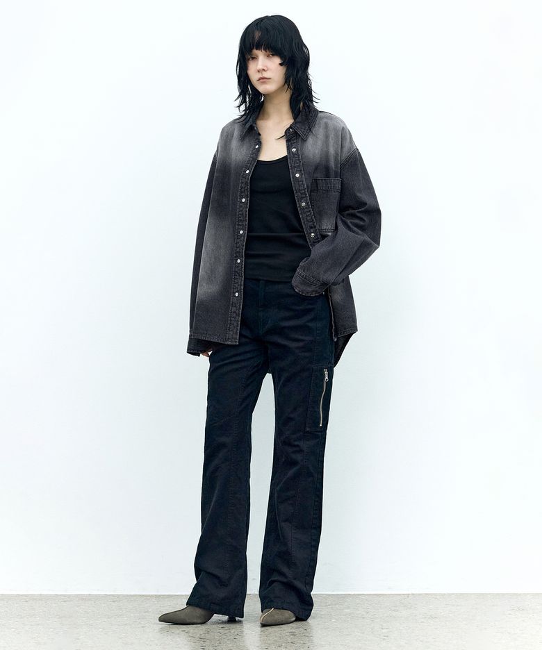 워시드 부츠컷 팬츠 FADED BLACK