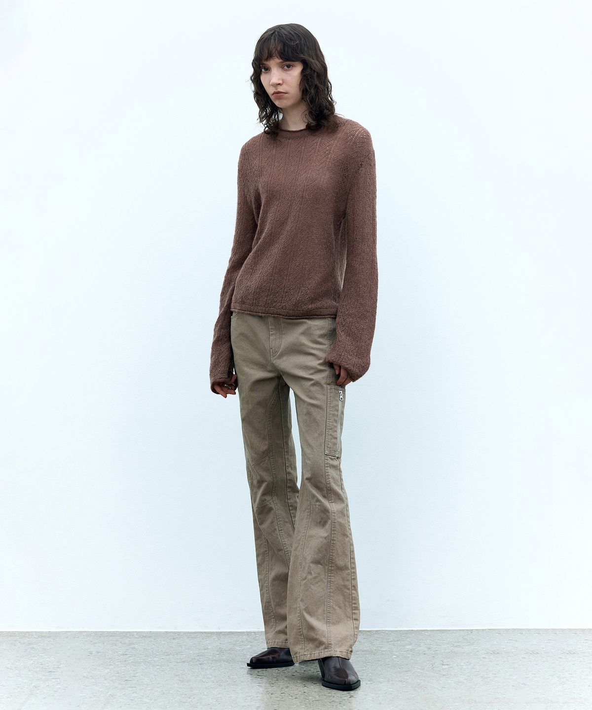 인사일런스 우먼(INSILENCE WOMEN) 워시드 부츠컷 팬츠 ASH BEIGE
