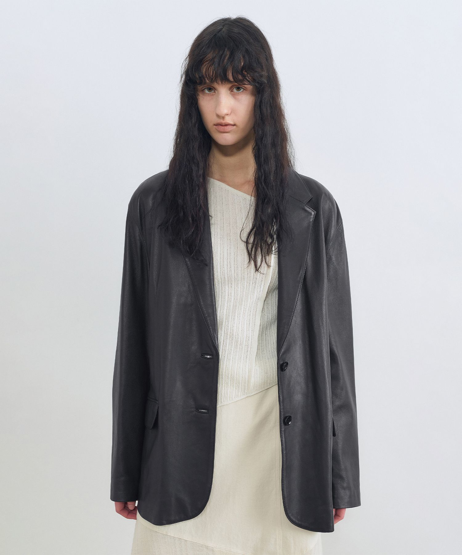 [INSILENCE] ITALIAN LEATHER BLAZER /追跡付 MUSINSA | INSILENCE WOMEN Italian Leather Blazer BLACK