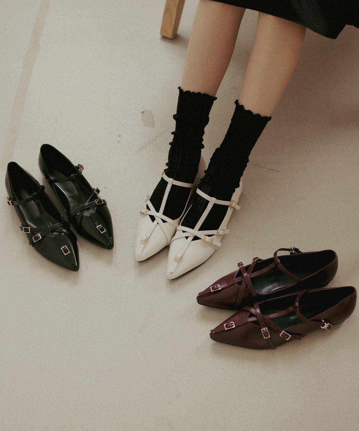 프리플라(FRI FLA) ljh7072 point T strap maryjane flat _ 3colors