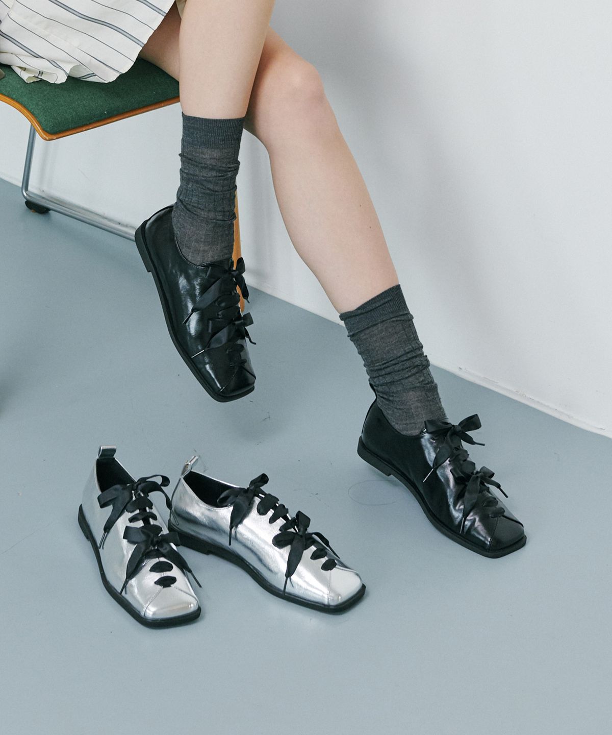 프리플라(FRI FLA) ljh7076 square lace-up loafers _ 2colors