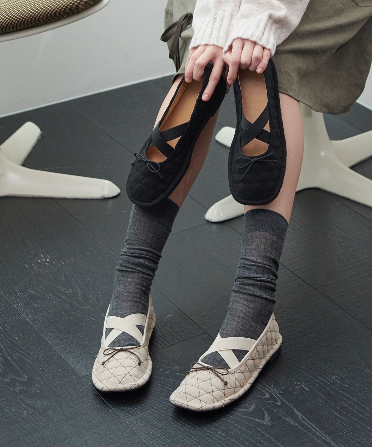 프리플라(FRI FLA) ljh7081 quilting ribbon maryjane flat _ 2colors