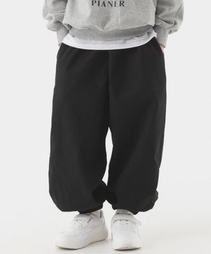 코튼 와이드 밴딩 조거 팬츠 (블랙)