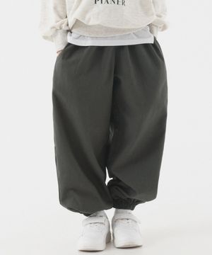 코튼 와이드 밴딩 조거 팬츠 (차콜)