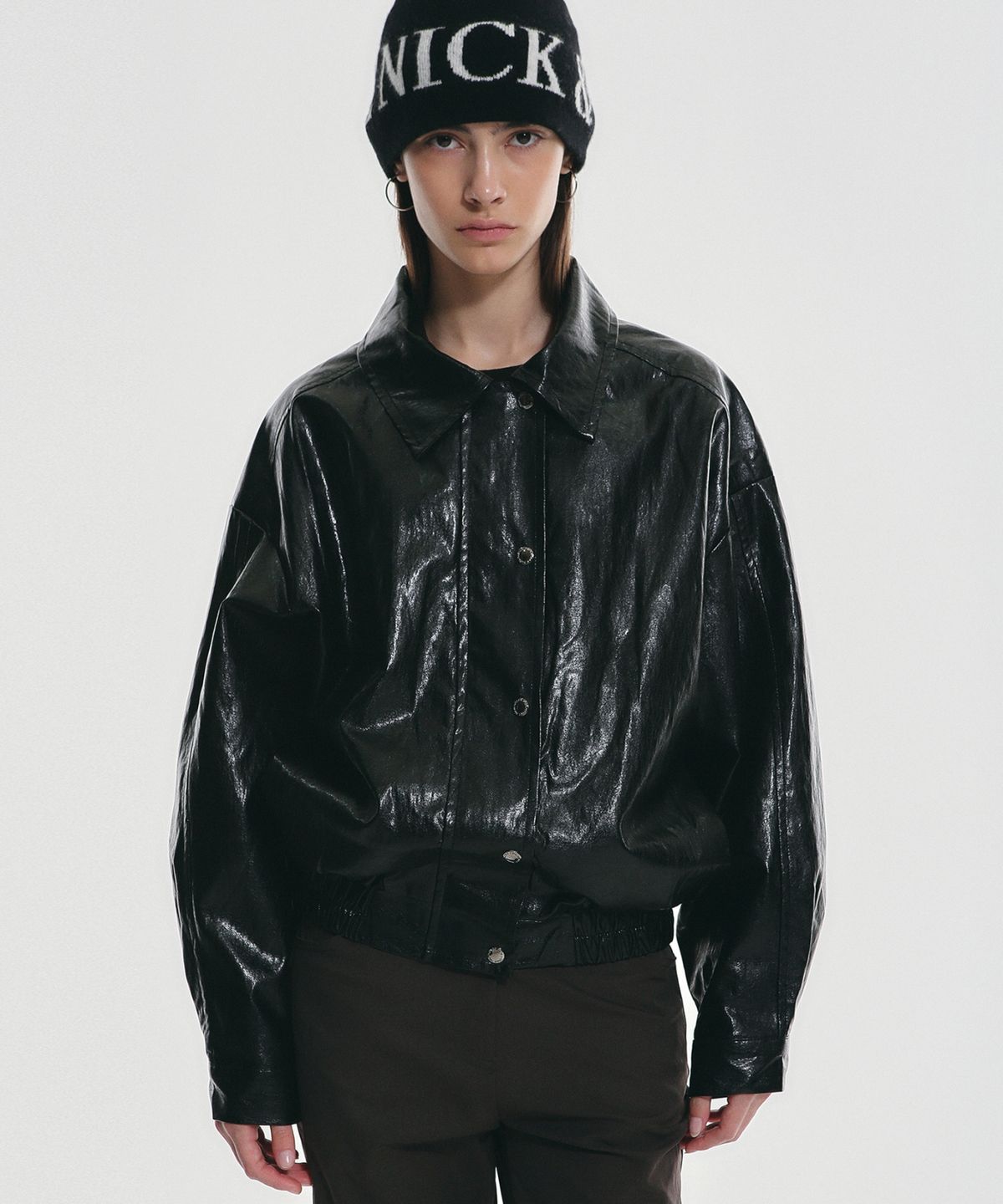 닉앤니콜(NICK&NICOLE) VINTAGE OVER FIT LEATHER JUMPER_BLACK
