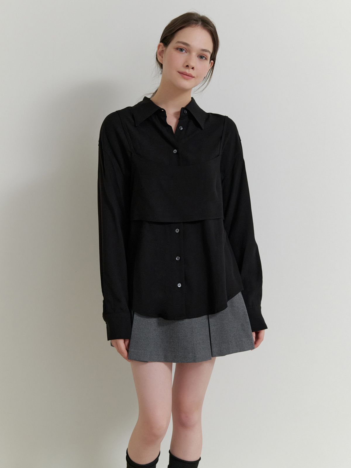 리엘(RE L) Bay bustier blouse_2piece (black)
