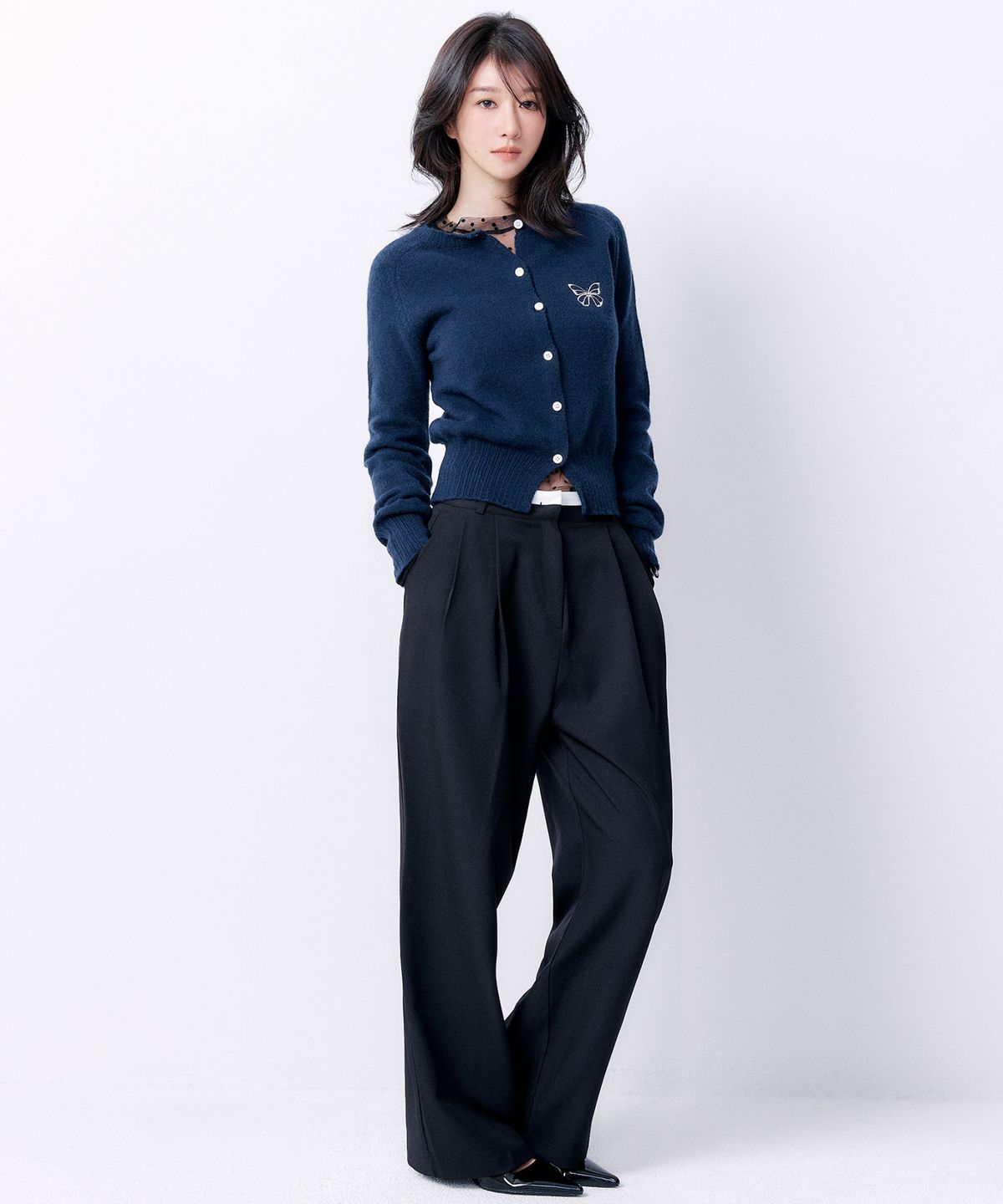 닉앤니콜(NICK&NICOLE) DOUBLE WAISTBAND SLACKS_BLACK